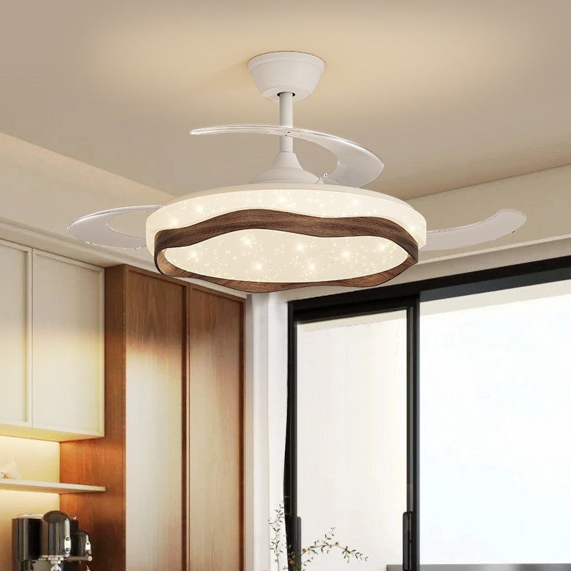 隐形风扇灯中古风餐厅卧室t吊扇灯创意网红满天星全光谱风扇灯复