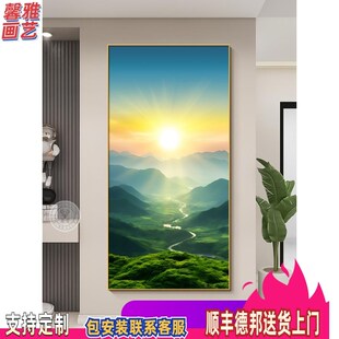 入户进门正对墙装饰画 画日出东方玄关画 画现代简约写实风景画