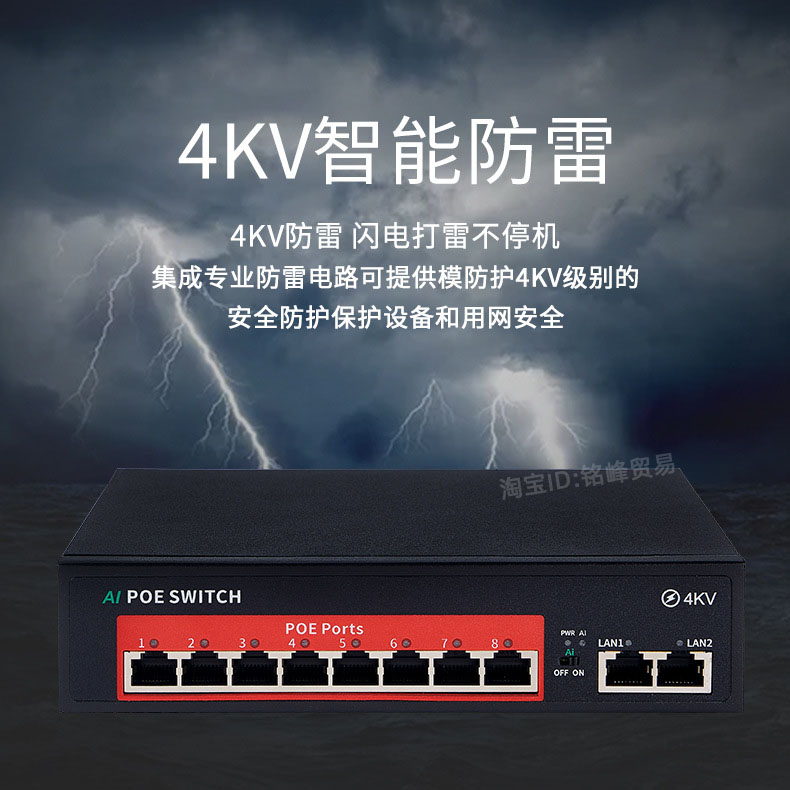 国标48V网络g监控POE交换机8口POE供电模块网络监控摄像头网线供
