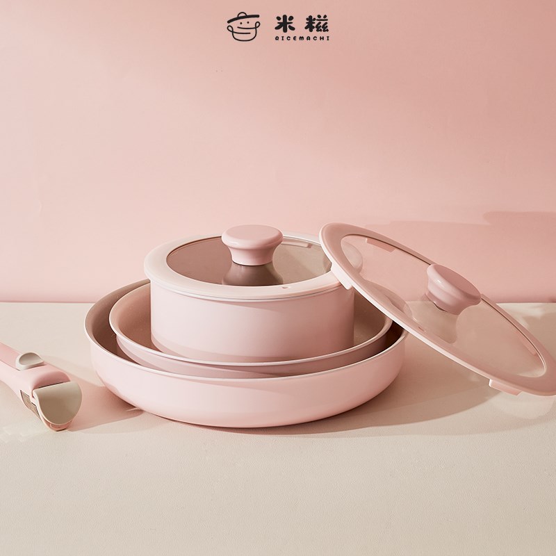 米糍不粘锅小奶锅可拆卸手柄平底炒锅家用叠叠R锅锅具宝宝辅食锅