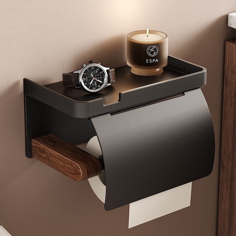 胡桃木卫生间纸巾盒免打孔浴室洗手间洗脸巾收纳厕所X抽卷纸置物