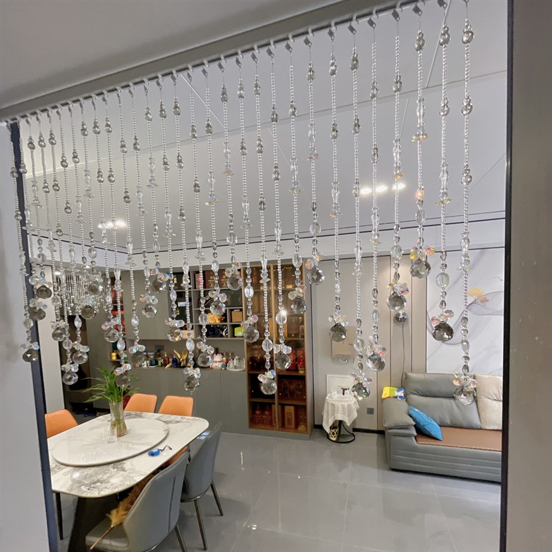 水晶珠帘A7A9新款雨淋客厅隔断免打孔帘子玄关过道厨房门帘挂手工