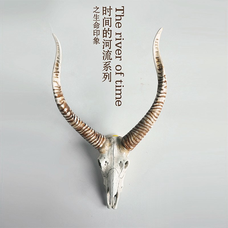 仿真牛头骨羚羊头骨梅花s鹿头骨孢子山麂头骨墙壁装饰墙面挂件壁