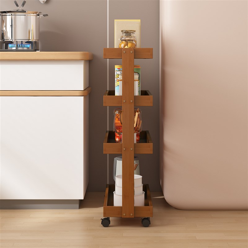 可移动书b架落地置物架多层带轮小推车零食杂物桌面旁阅读收纳书