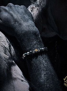 Arthur.K洞察系列手工天然矿石925银男女晴明1.2黑玛瑙手链不限量