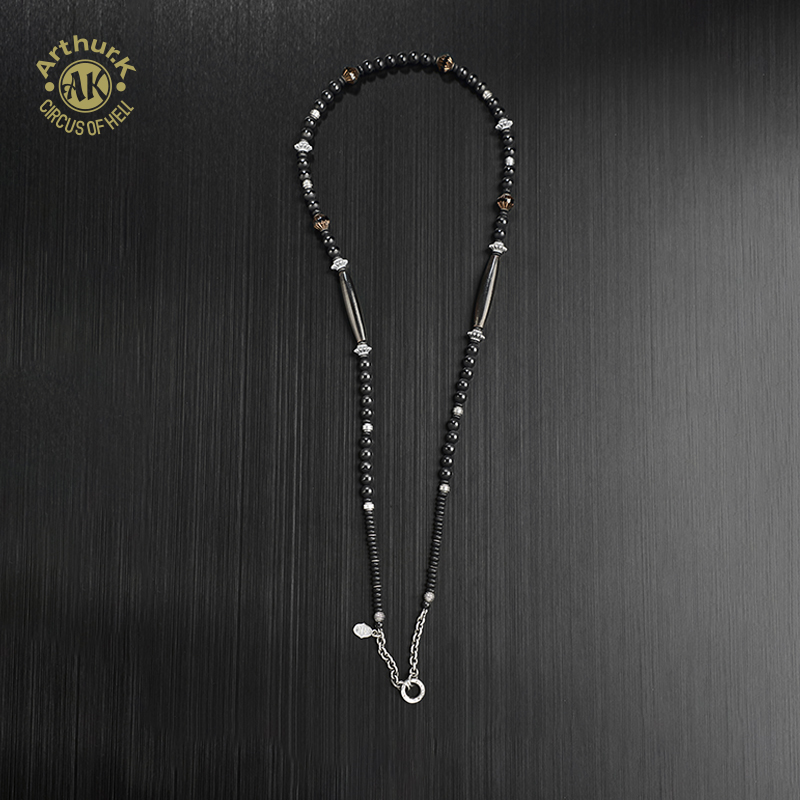 Arthur.k天照系列日本原创手工天然矿石925银男女墨玄项链均码