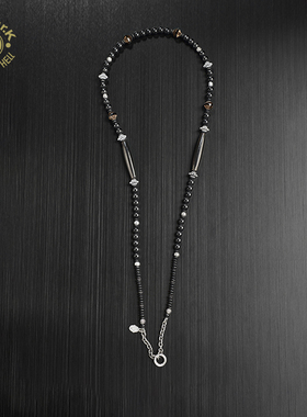 Arthur.k天照系列日本原创手工天然矿石925银男女墨玄项链均码