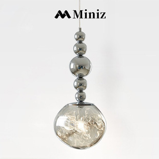 单头复古轻奢玻璃水晶小吊灯北欧吧台吊灯后现代卧室床头熔岩灯具