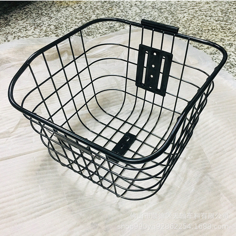 天轴批发自行车菜筐菜篮子加大车娄防锈车筐加粗金属折叠篮子储物