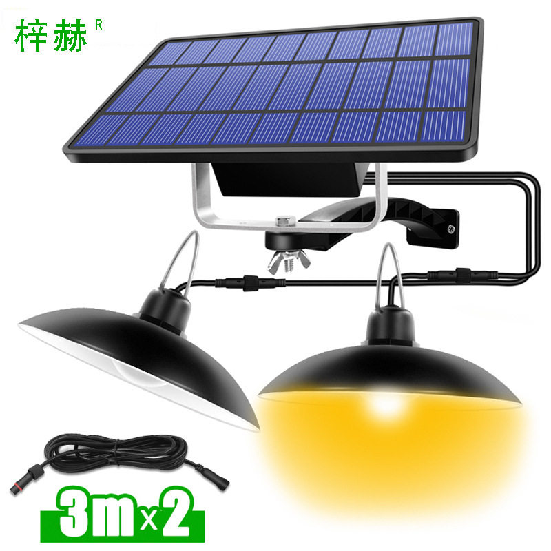 太阳能LED一拖二复古庭院吊灯
