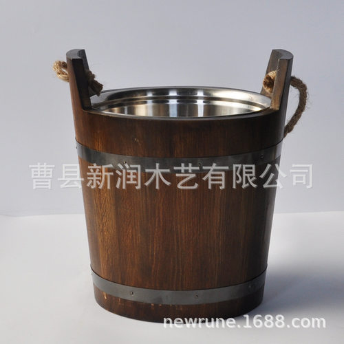 冰桶酒桶KTV酒吧便携木制冰桶不锈钢内胆3L4L5L6L规格厂家源头