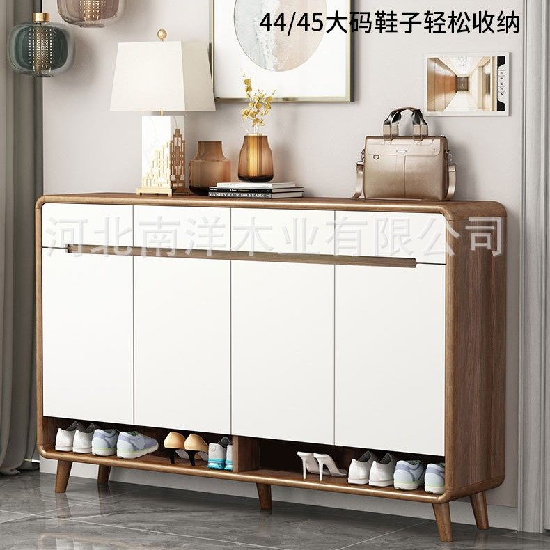 2025新款入户鞋柜家用门口多功能玄关柜实木边框阳台收纳隔断柜