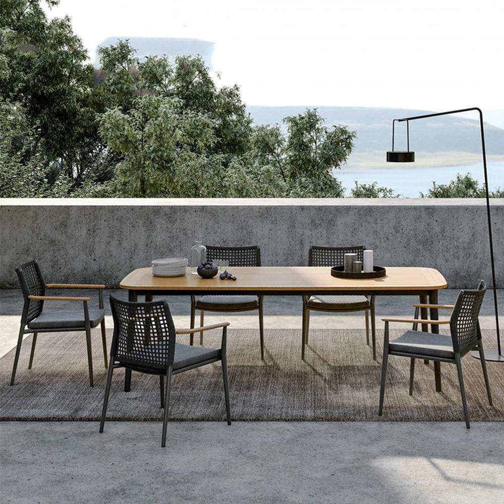 北欧户外藤编阳台桌椅休闲庭院室外别墅花园柚木组合防水防晒家具