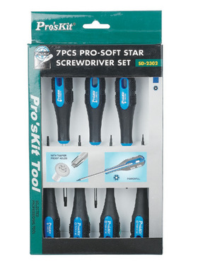 台湾宝工SD-2302星形梅星孔起子7支组套空心梅花螺丝批刀T5-T15H