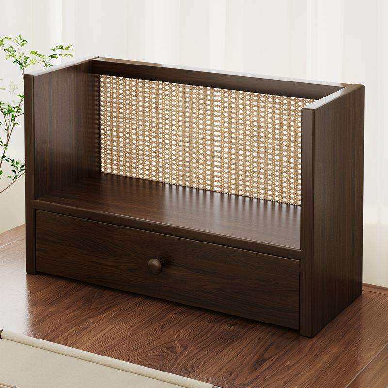 实木书架桌面置物架桌上家用立式带抽收纳架子办公桌小型简易书柜