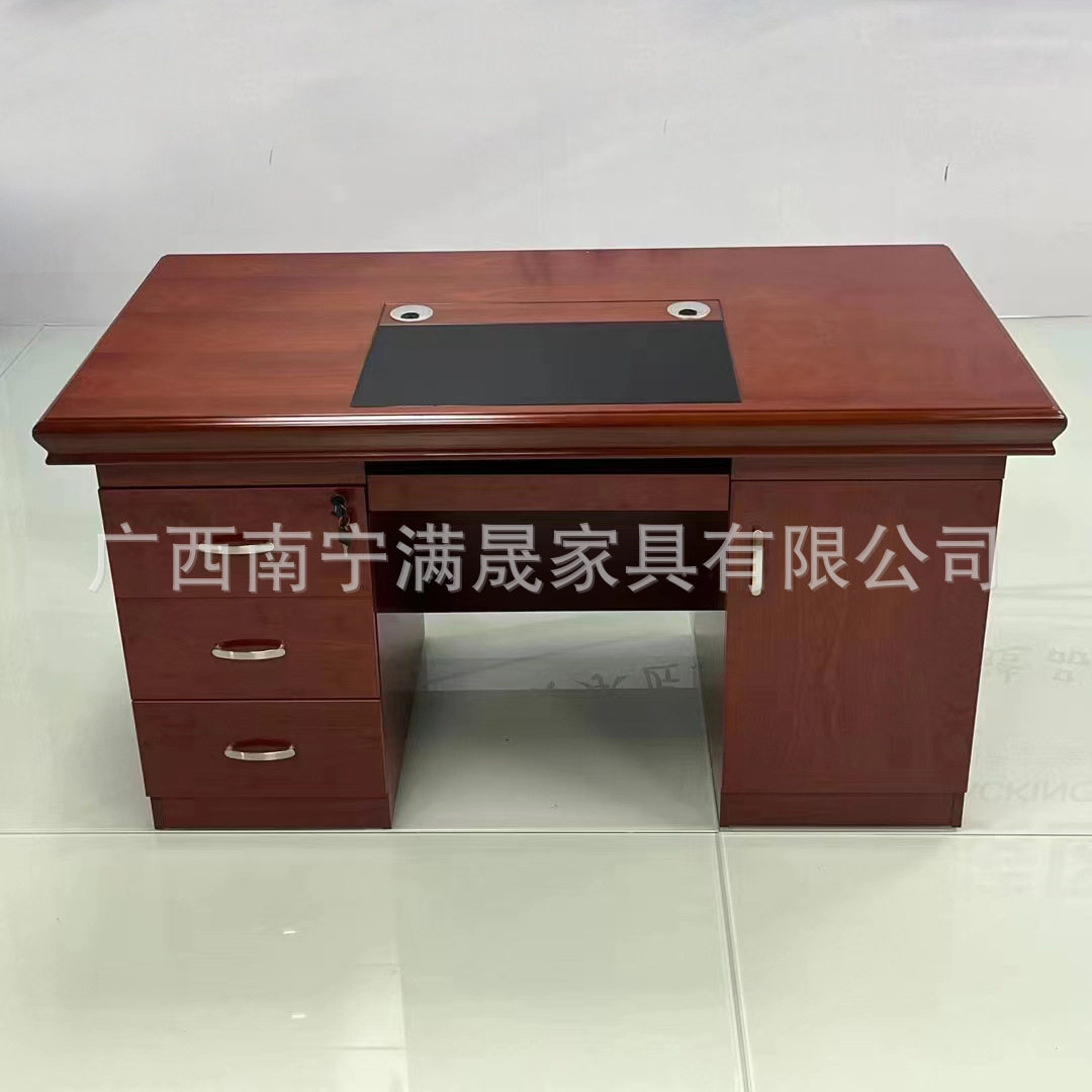广西满晟办公桌职员电脑桌木皮油漆单人桌写字台教师桌带抽屉带锁