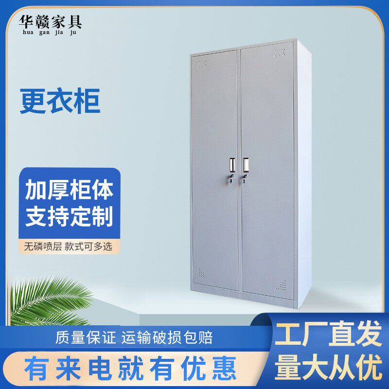 更衣柜员工宿舍两门带锁工衣柜子两门储物收纳柜拆装铁皮柜