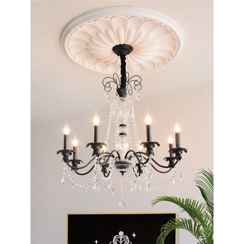 法式中古风蜡烛吊灯美式复古客厅灯餐厅卧室艺术田园风轻奢水晶灯