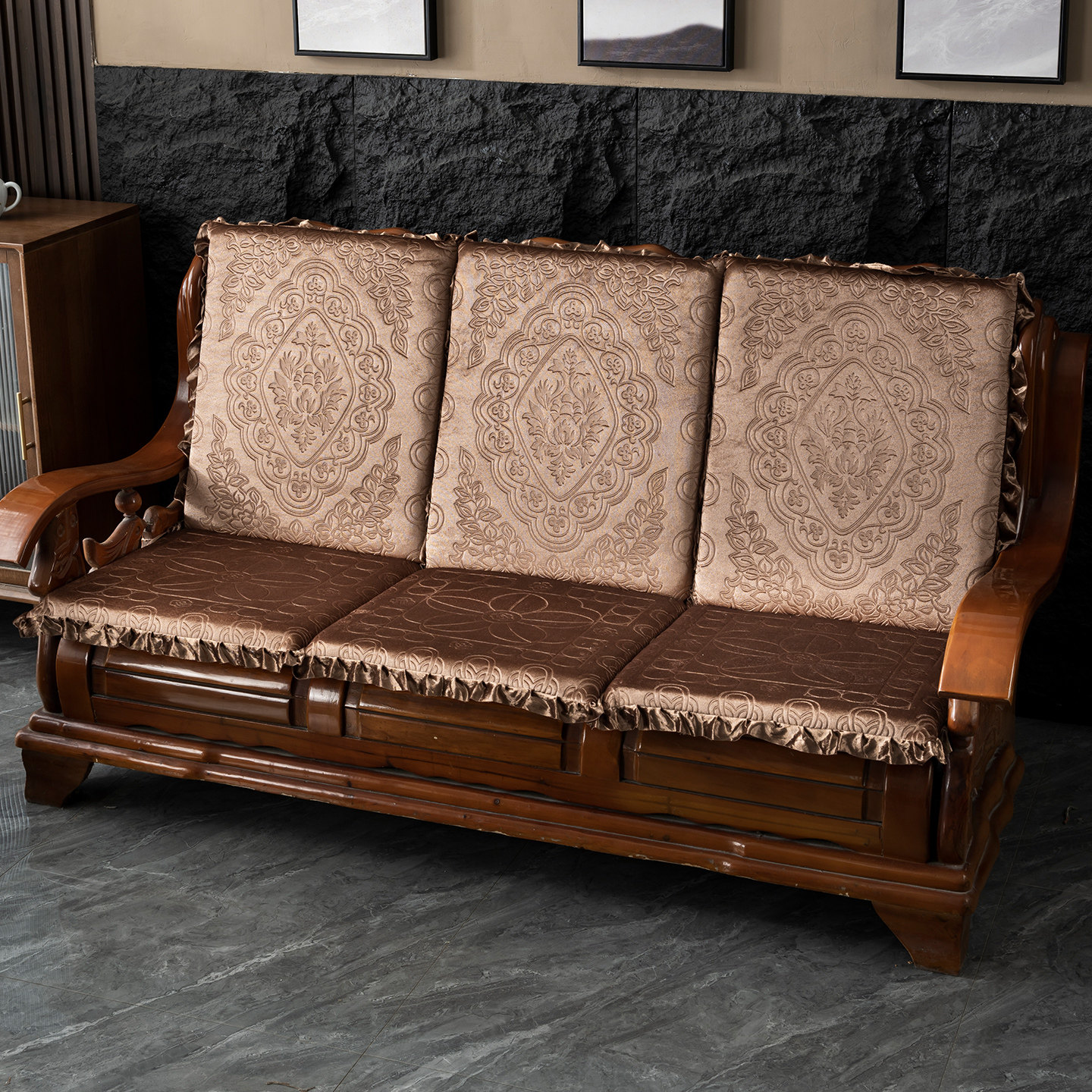 实木红木质沙发垫带靠背连体加厚中式四季防滑定做春秋椅海绵坐垫