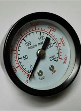 背接式压力表 40mm 0~250bar 3500psi 轴向压力表 铜螺纹pt1/4