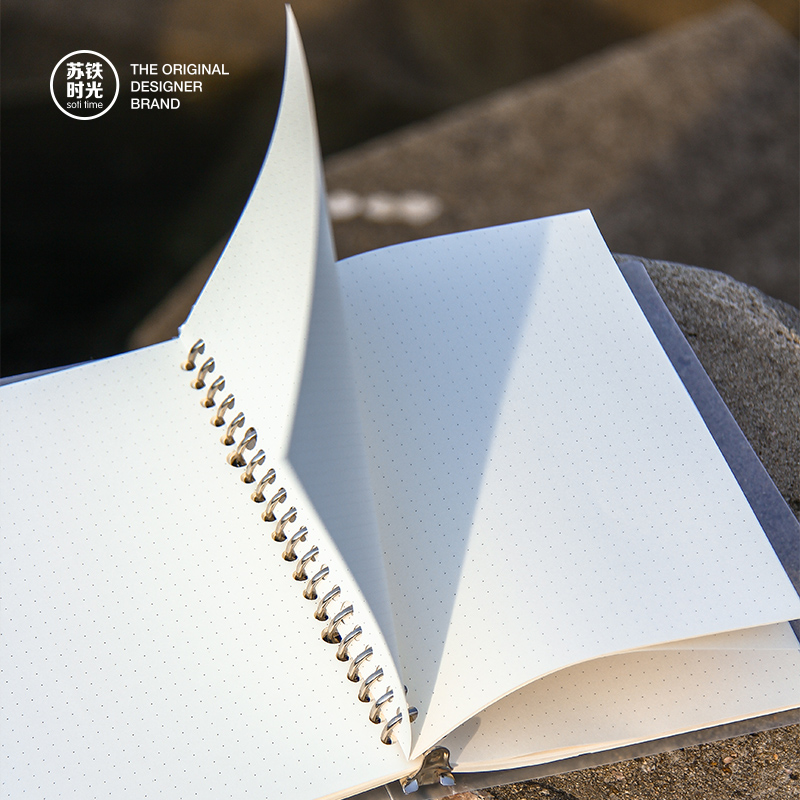 苏铁时光a5笔记本子活页本外壳b5可拆卸活页夹网格记事本简约透明