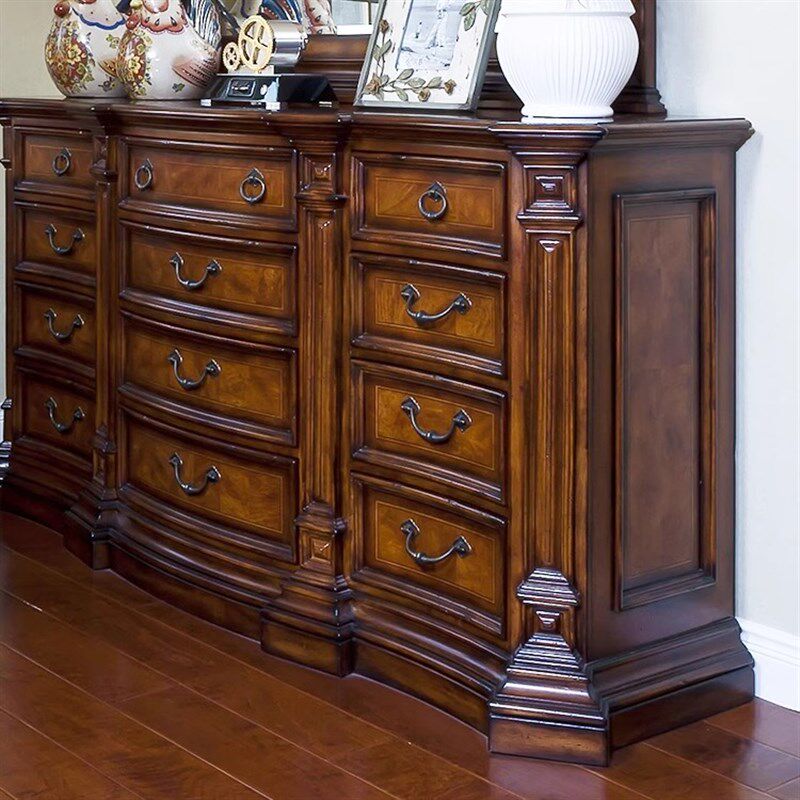 美式实木九斗柜储l物柜欧式雕花卧室复古收纳柜首饰珠宝柜电视柜