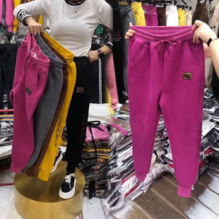 运动裤女春秋加绒宽松休闲网红奶奶裤高腰显瘦束脚萝卜哈伦卫裤