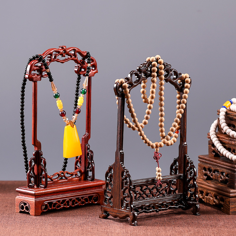 红酸枝吊玉架复古文玩首饰架工艺品实木项链挂架玉器饰品展示道具