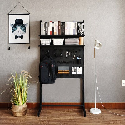 小吾 1.6gm立式洞洞板书桌收纳置物架落地免打孔现代简约铁艺靠墙