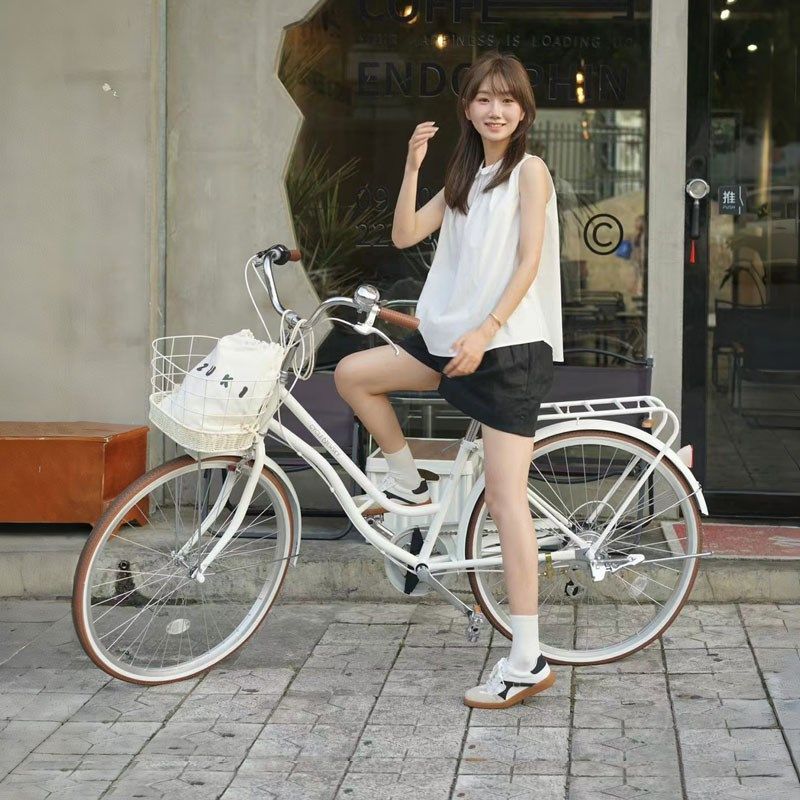 纽斯加复古女士自行车成人24寸26G寸女款女性通勤上班代步单车
