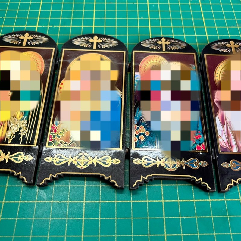 三口摆件四扇屏风摆件旅行携带J摆件 家用摆件装饰品