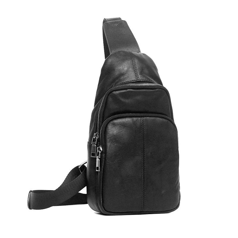 手工男士机车头层牛皮单肩斜挎包真皮休闲商务机车个性女式包胸包