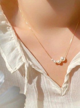 999纯银项链女生淡水珍珠颈链轻奢小众高级感锁骨链2024新款爆款