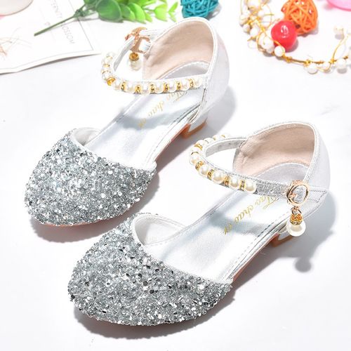 女童公主水晶鞋春夏季高跟儿童单鞋包头凉鞋学生主持表演礼服皮鞋