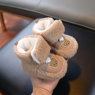 子宝宝软底学步鞋 冬季 防滑不掉鞋 12个月 加绒保暖加厚棉鞋 婴儿鞋