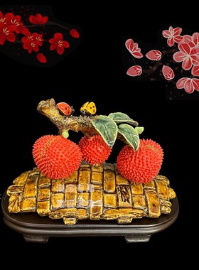 石湾公仔手工捏制创意家居客厅电视柜陶瓷荔N枝摆件乔迁商务开业