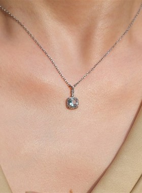 《冰岛蓝》复古宫廷风高级感蓝色锆石精致简约闪耀小众项链锁骨链