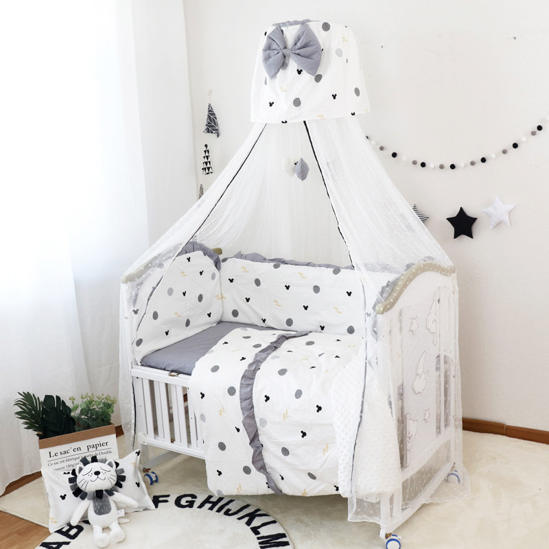 婴儿床床围防撞纯棉宝宝床上用品套件儿童拼接床围挡布四季可定制