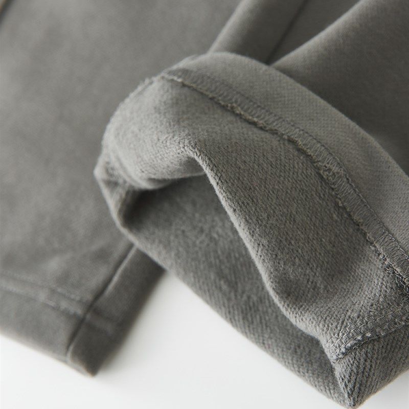 380G春秋重磅纯棉直筒裤卫裤男B 美式休闲拉锁全棉运动裤长裤男潮