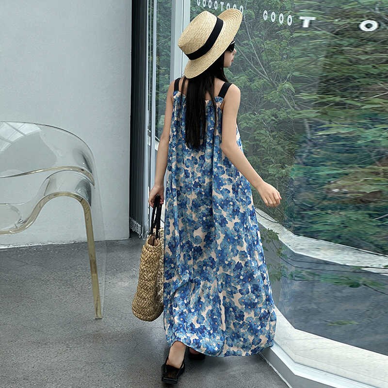 女童夏装连衣裙2024新款儿童洋气碎花沙滩吊带裙女孩甜美夏天长裙