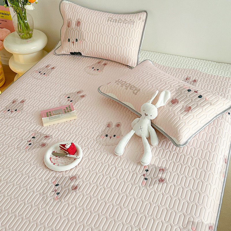 夏季可爱冰丝乳胶凉席三件u套少女心单人学生宿舍可机洗空调软席