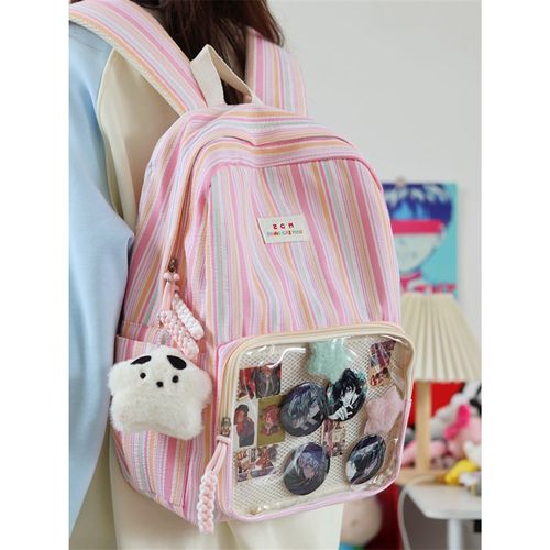 日系吧唧谷子小食量痛包扎板书包女大学生初高中女生大容量双肩包