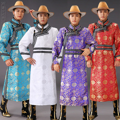 新款蒙古服装男士蒙m古袍少数民族舞蹈表演出服蒙古族成人传统长