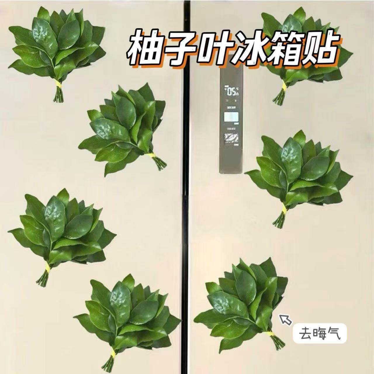 好运柚子叶贴纸碌柚叶晦气走走冰箱磁吸贴装饰磁性贴马桶盖防水贴