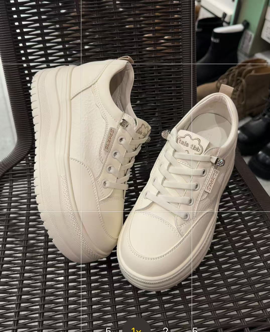 34 35 36码7公分内增高真皮小白鞋女休闲鞋子女士轻便厚底板鞋潮