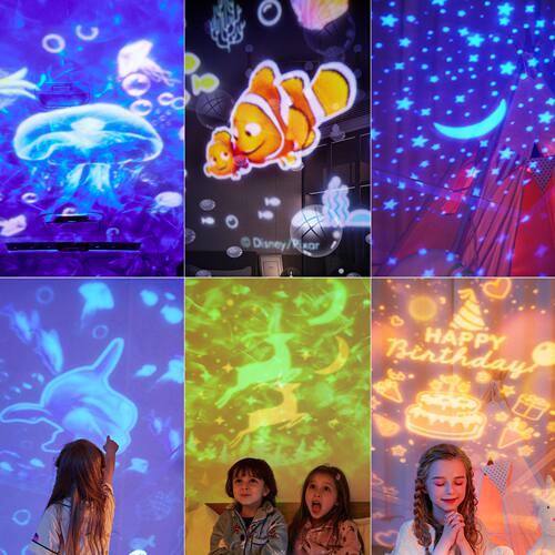 跨境星空灯儿童卧室浪漫氛围灯梦幻床头小夜灯双层水纹海洋投影灯
