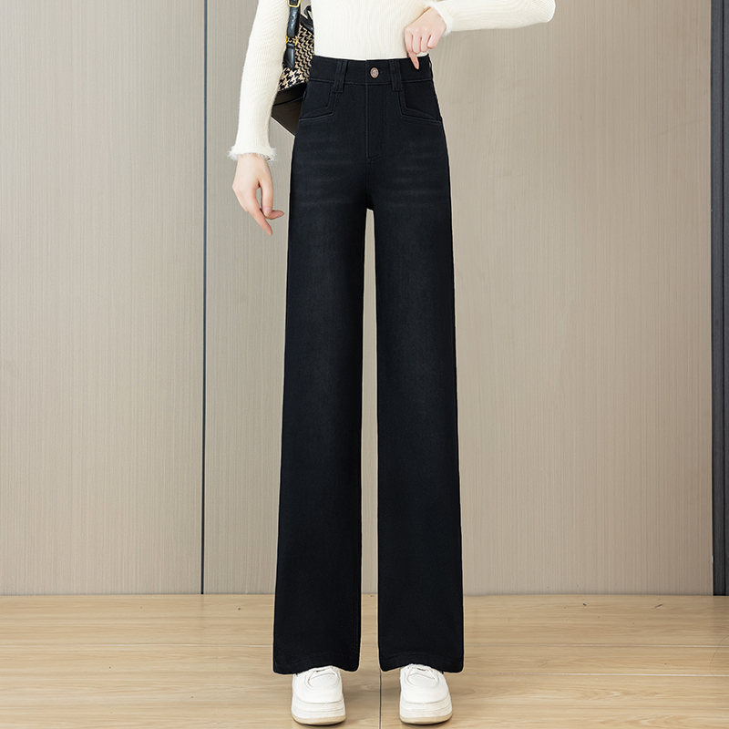 黑色高腰直筒牛仔裤女2025年秋冬