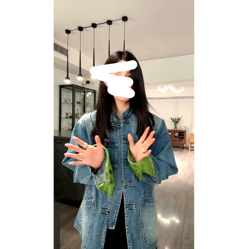 新中式08498721色盘扣牛仔闲外超套女春季穿蓝搭高级感好看减龄百