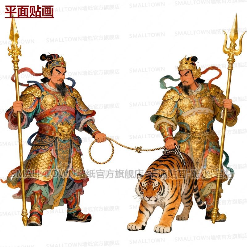 大门门神自粘贴画日月门神图片