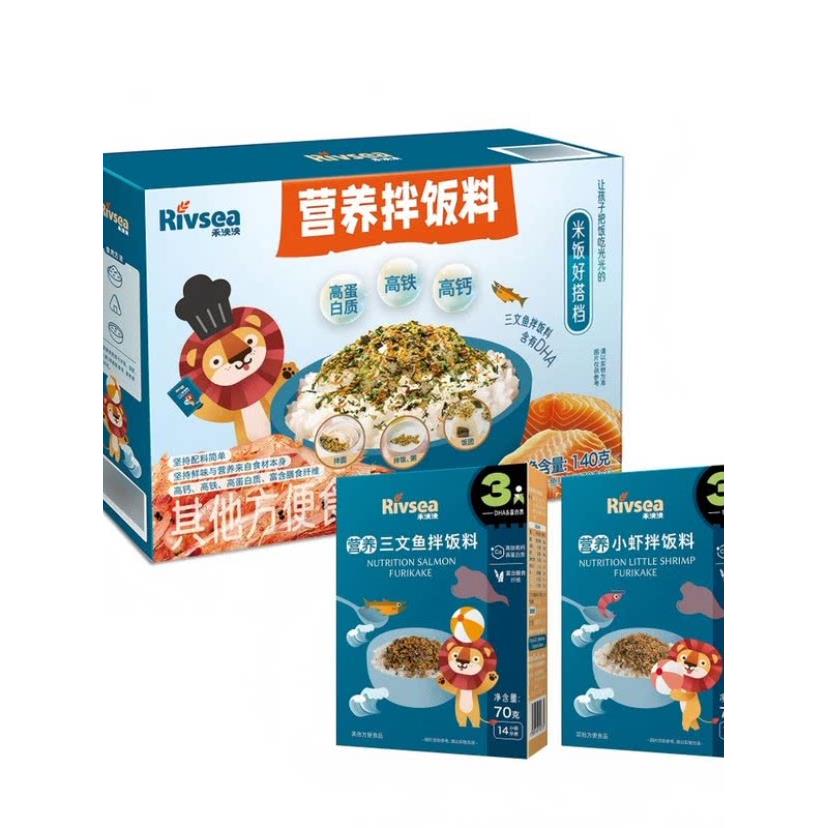 Rivsea禾泱泱营养拌饭料组合140g小虾拌饭料三文鱼拌饭料28小袋